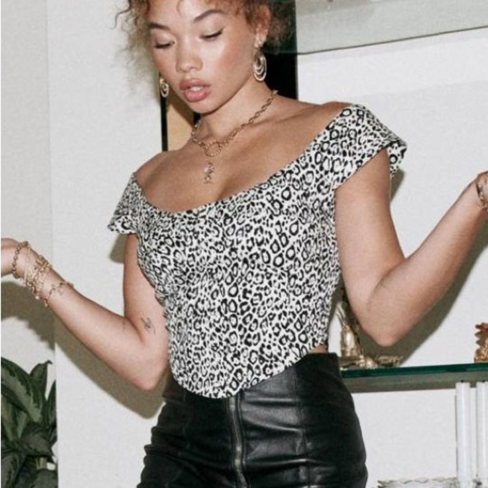 Vanessa Mooney The Heather Top Leopard Bustier Crop Top Women’s Small
